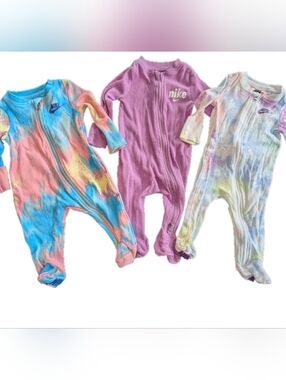 Set Of Three Nike One Piece Sleepers, Size 3 Months